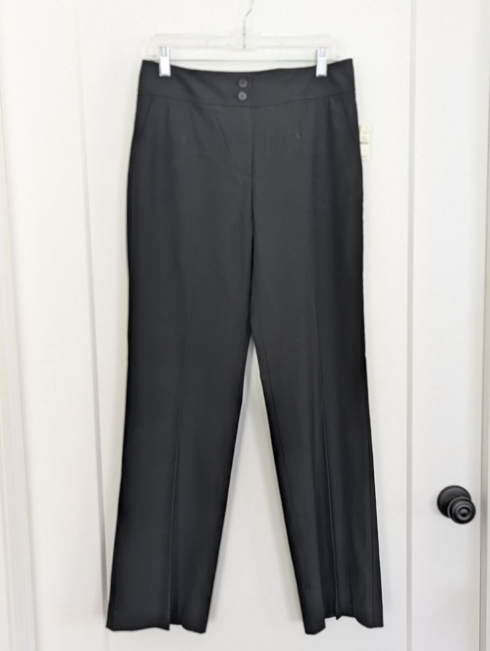 NWT Talbots Size 6 Black Stretch Dress Pants Straight Wide Leg Trousers
